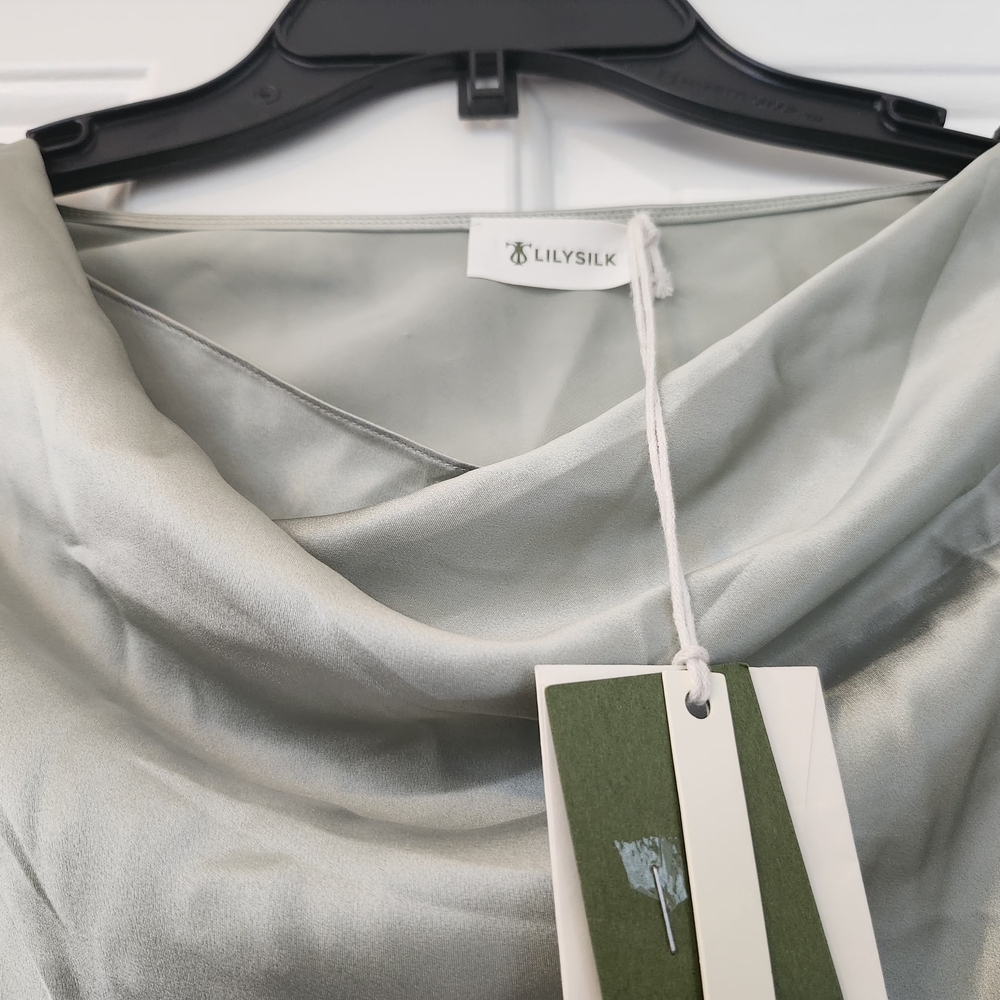 Silver Draped Cap Sleeve Blouse - Picture 4 of 5